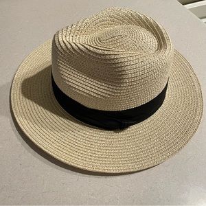 Women Summer Straw Sun Hat Wide Brim Fedora Hat UV Protection